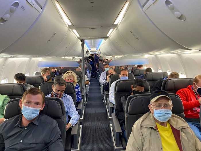 The boarding was routine, with  only 96 passengers made up of press, bloggers, airline employees, and regular passengers. Other than the presence of the airline