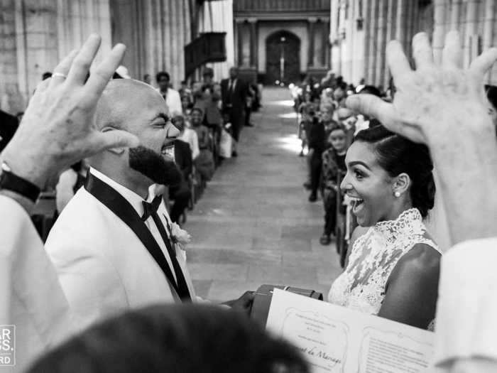 Many couples were all smiles at the altar.