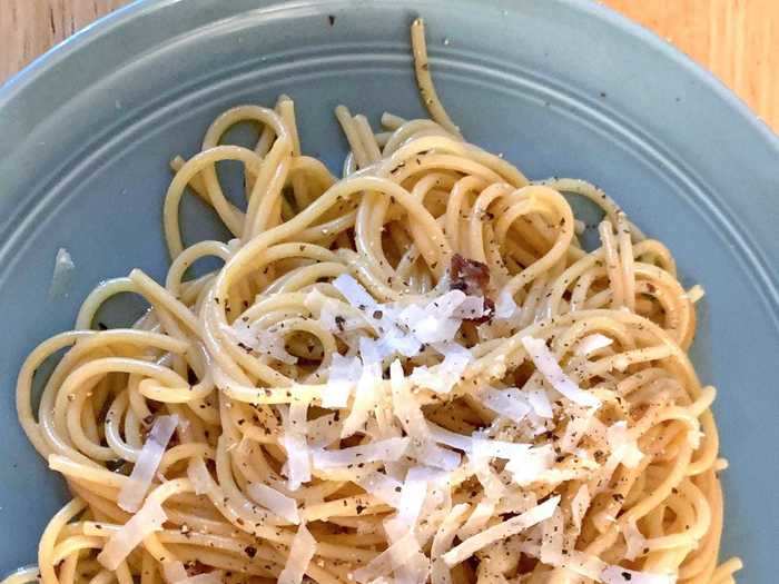 Over the summer I also whipped up my first carbonara, which came with a few mishaps.