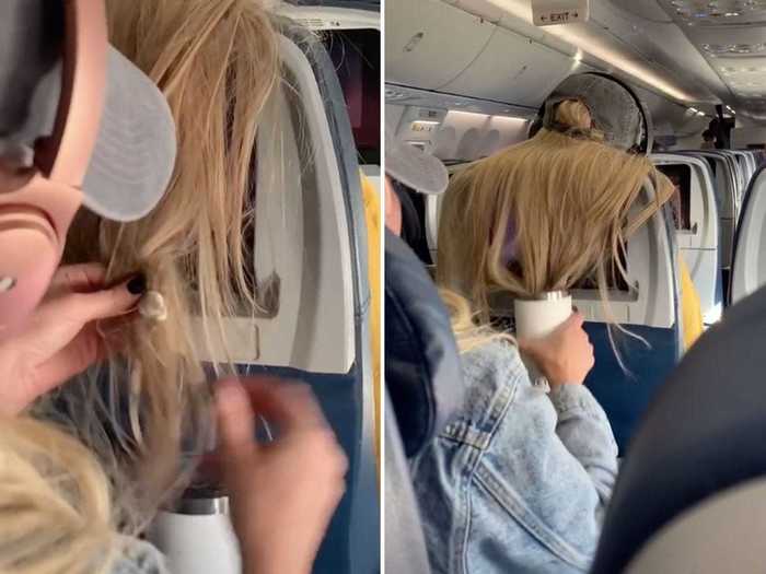 A viral TikTok video shows one passenger sticking gum and candy into another passenger