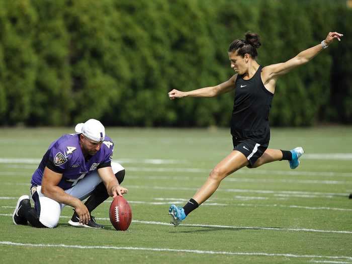 February 2: Carli Lloyd kicks a field goal in Super Bowl commercial