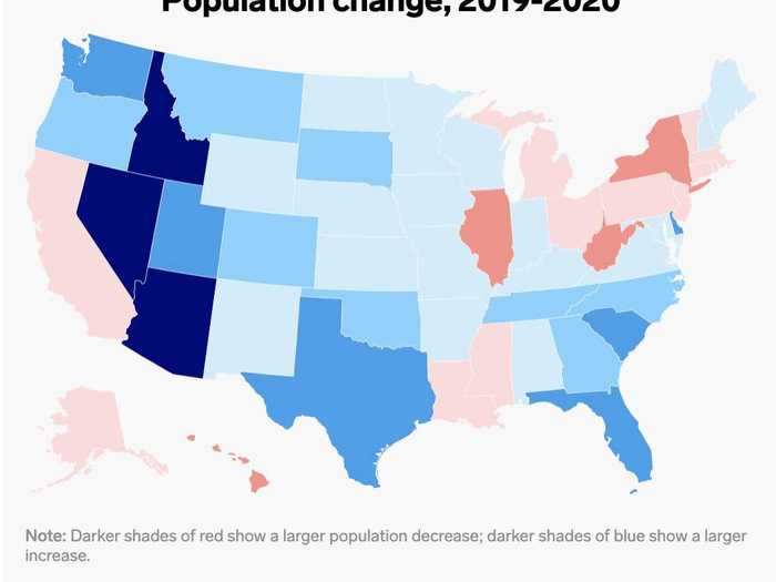 People from New York and California moved in droves this year - here are the states that benefited from the mass exodus, from Idaho to Texas.