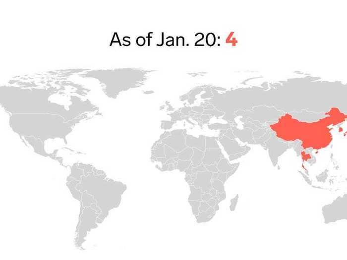 An animated map tracks the spread of the coronavirus as cases were reported in more than 180 countries.