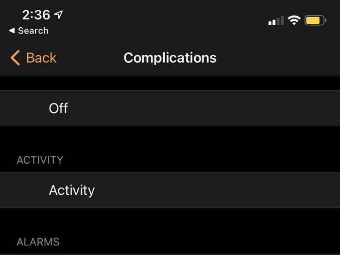 You can change each little widget, called complications, to show activity level, alarms, heart rate, or dozens of other options.