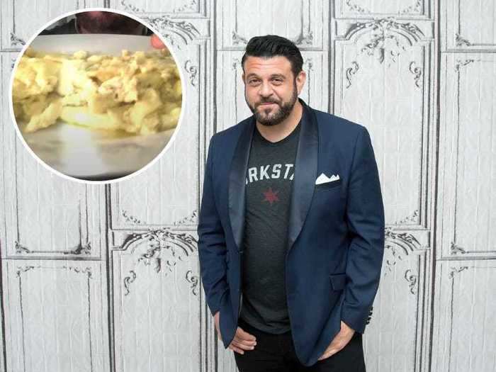 Heavy whisking and a pan greased with both butter and oil are the keys to Adam Richman