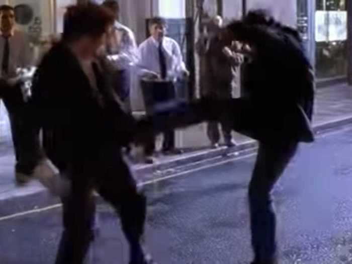 The fight scene between Firth and Grant