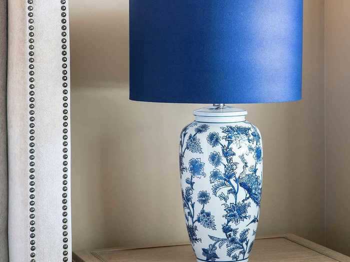 This blue and white floral lamp will make a statement wherever you place it.