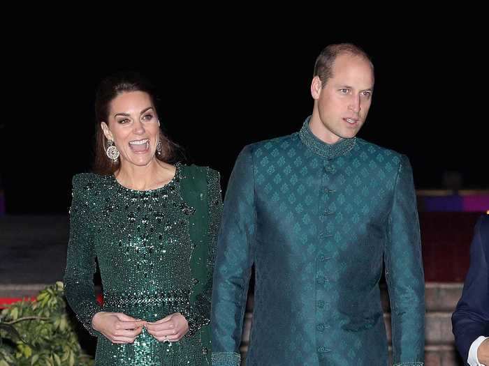 During the same trip, Middleton continued to follow Pakistani tradition by wearing an emerald gown and matching dupatta.