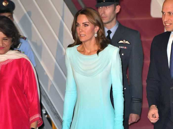 During her royal tour of Pakistan in 2019, Middleton arrived in a traditional shalwar kameez.