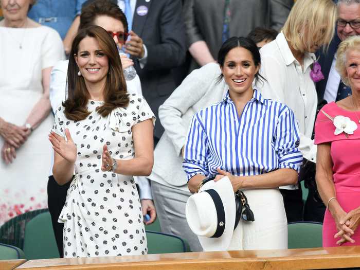 Middleton attended Wimbledon in 2018 wearing a white dress adorned with black dots that almost looked like tennis balls.