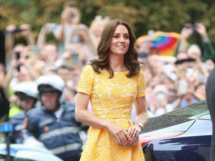 To visit the German Cancer Research Institute in 2017, Middleton wore a vibrant yellow dress.