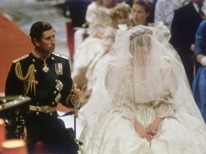 When Princess Diana walked down the aisle, there was a stain on her dress.