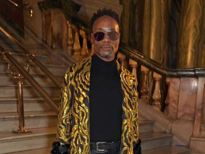 The actor attended the Halpern show in a glittery look.