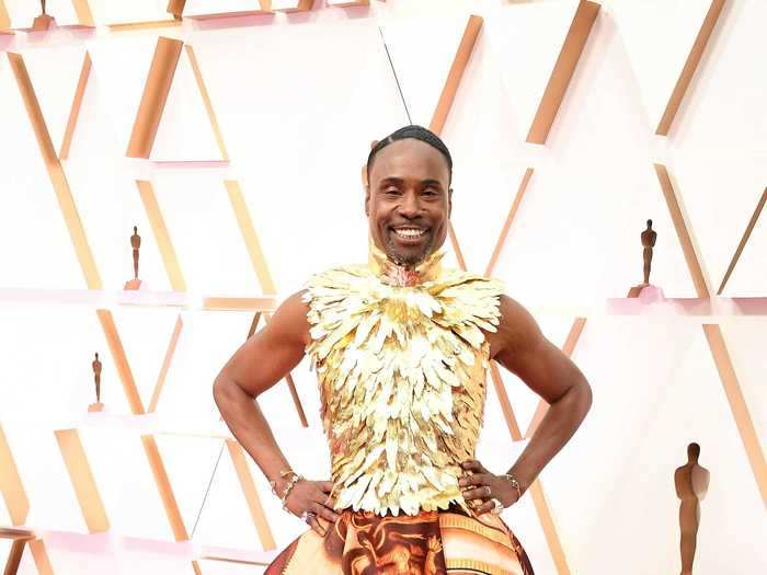 He brought that same shine factor to the 2020 Oscars in a dress that was inspired by Kensington Palace.