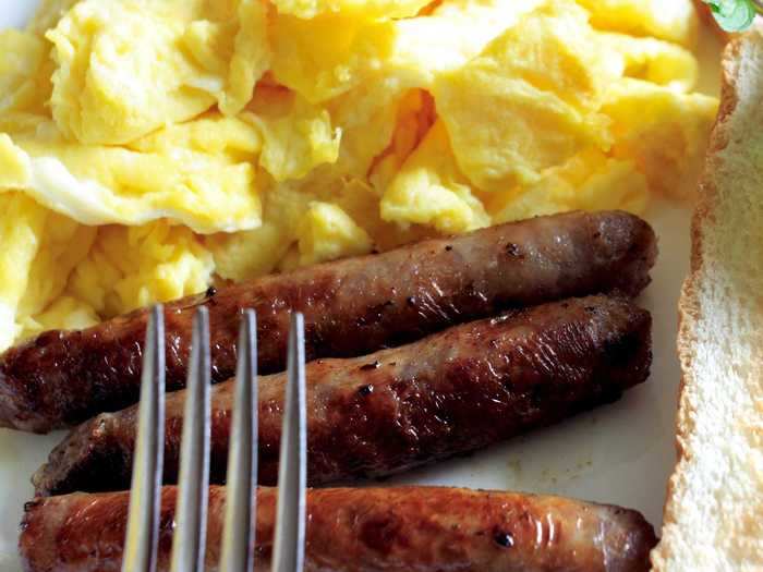 Breakfast sausages cook up nicely in an air fryer.