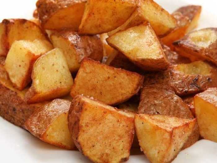 Air-fried home fries are a flavorful breakfast side.