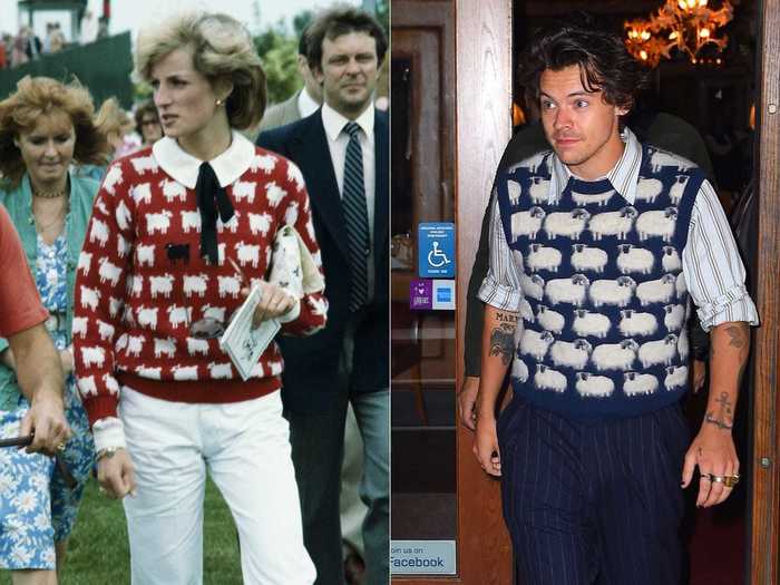 In 2019, Harry Styles wore a sheep-print vest that was compared to Princess Diana