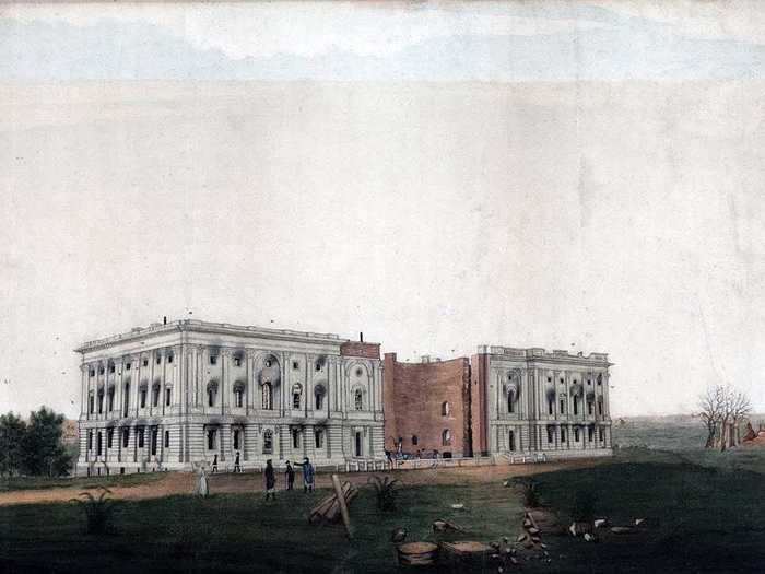 The Capitol lay in ruins after the British left Washington, DC.