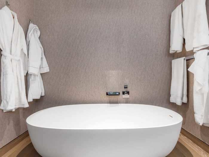 And another bathroom features a luxurious deep soaking tub.