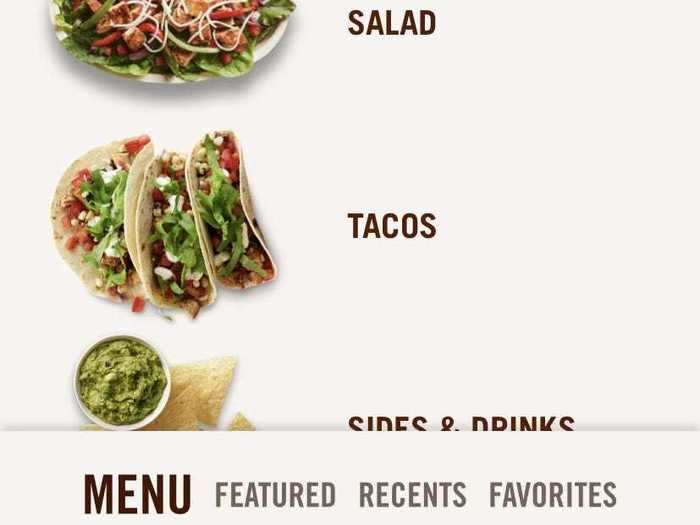 From there, the entire menu is on the app. I actually prefer digital ordering at Chipotle in particular because the line doesn