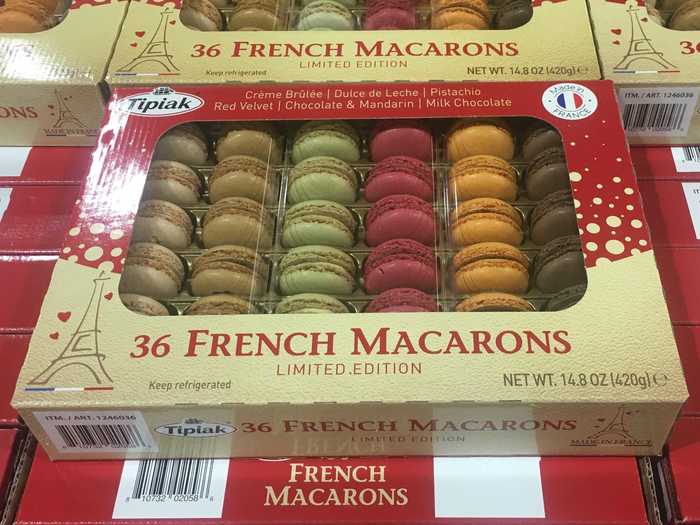 This box of colorful French macarons offers six different flavors.