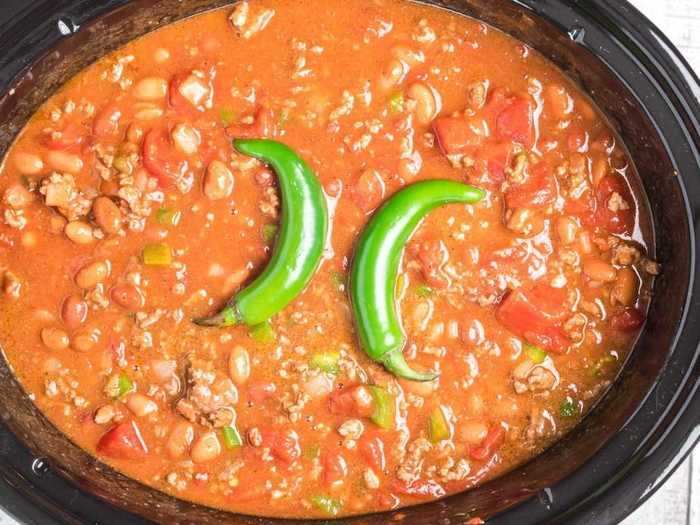 Chili is a super easy slow cooker recipe to make on game days.