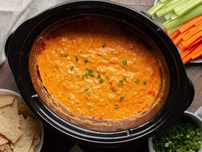 Buffalo chicken dip is another quick and easy favorite you can make in a slow cooker.