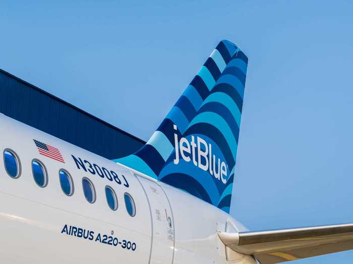 JetBlue also gave the aircraft a unique tail design, known as "hops" to signify the flights that make up a larger journey.