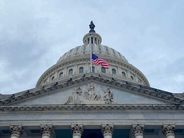 The flag that flies over the Capitol on the east side was lowered to half staff.