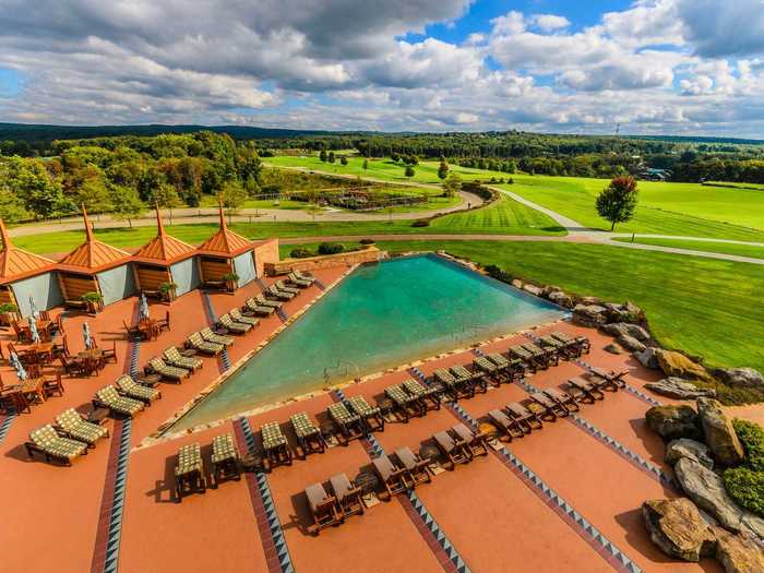 Falling Rock also features an infinity pool with sweeping views of the property.