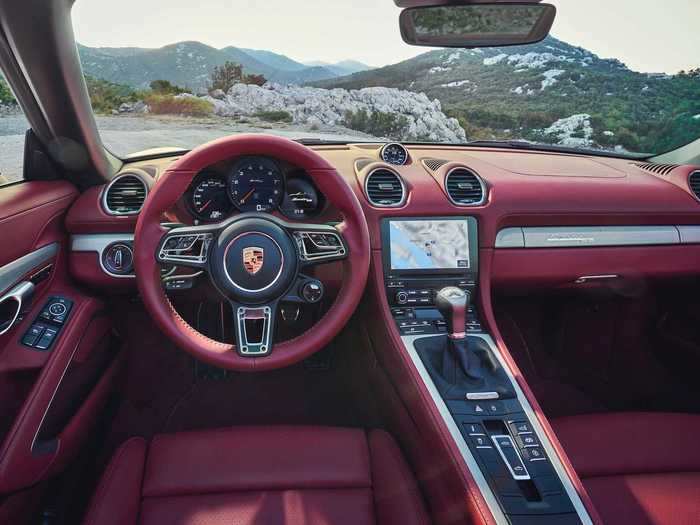 The Bordeaux Red leather interior is striking to see.