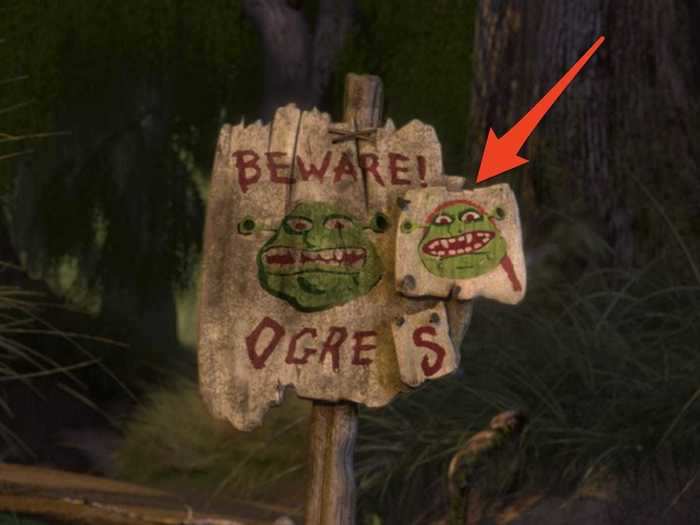 The sign in front of Shrek