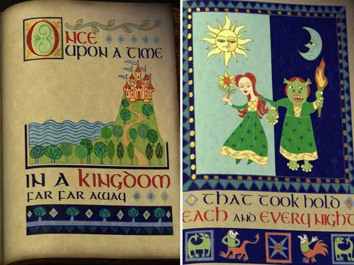 The sequel opens with a book of fairy tales, but this time, it tells the story of "Shrek."