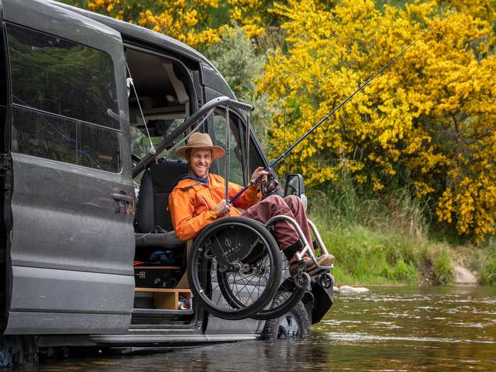 One of the most important upgrades Williams made to the van is his chairlift.