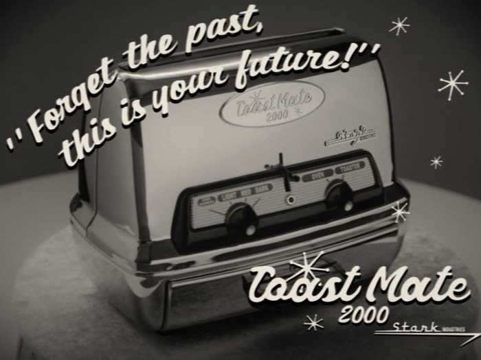 The quirky Stark toaster ad in the middle of the episode tells viewers to "forget the past."