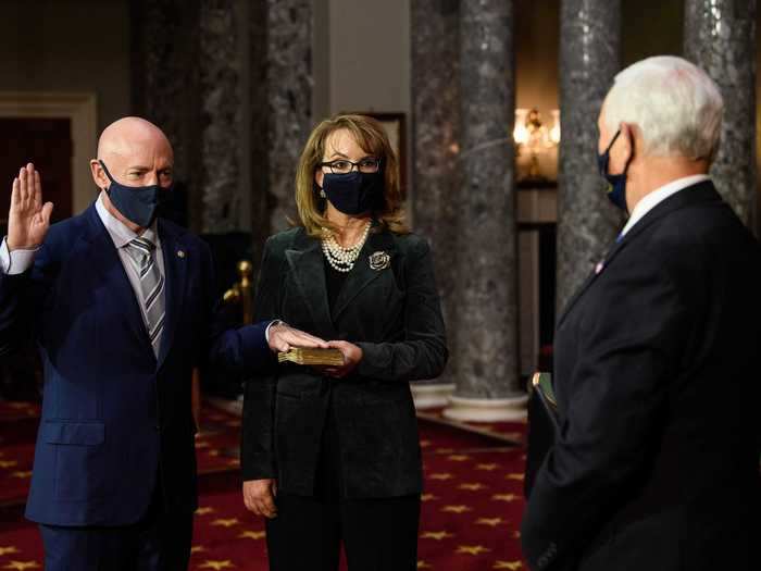 December 2, 2020: Giffords held the Bible for Kelly