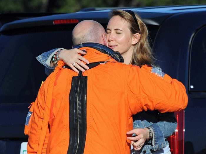 May 2008: Giffords came to see Kelly off on his first mission serving as commander.