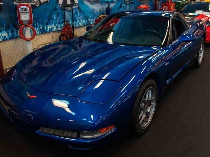 A blue 2002 Chevrolet Corvette Z06.