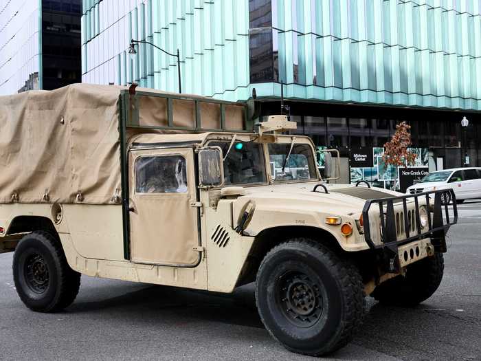 Parts of Washington looked like a war zone days before the inauguration as members of the National Guard patrolled the city in Humvees.