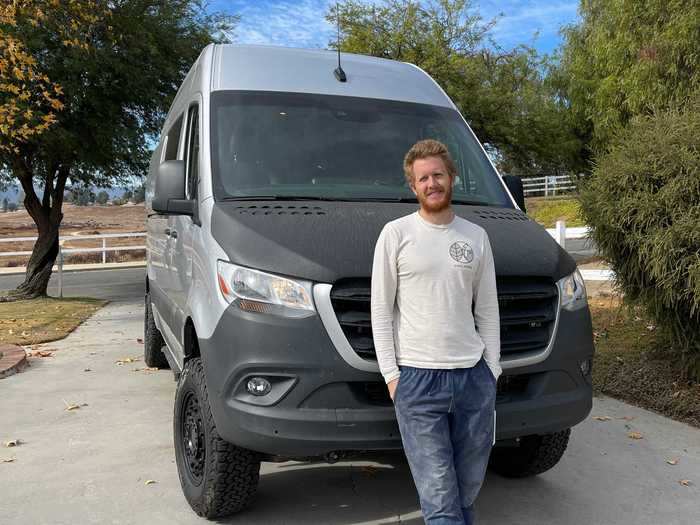 He started work on the new van in March and finished the bulk of the work in August. He has been living in the van since then.