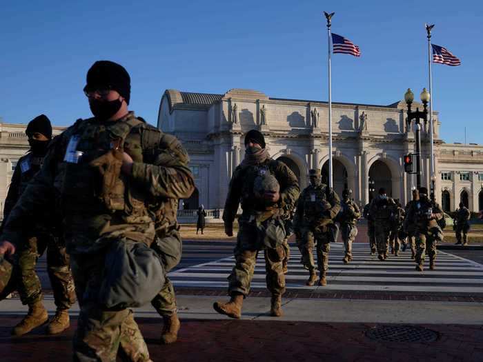 While Inauguration Day is typically a high-security affair, an unprecedented number of members of the National Guard have descended on Washington to protect Biden from threats of political unrest.