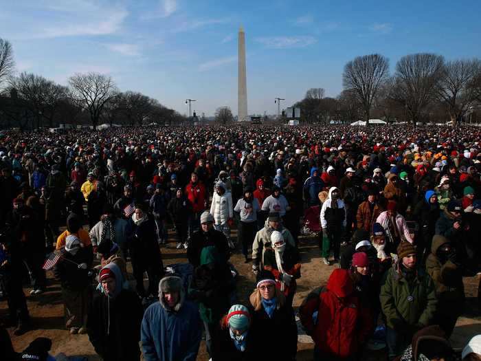 Even more people packed the National Mall for the first inauguration of former President Obama in 2009. About 1.8 million people attended Obama