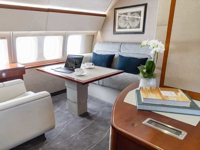 The space can be used to hold meetings or get work done in private using the aircraft