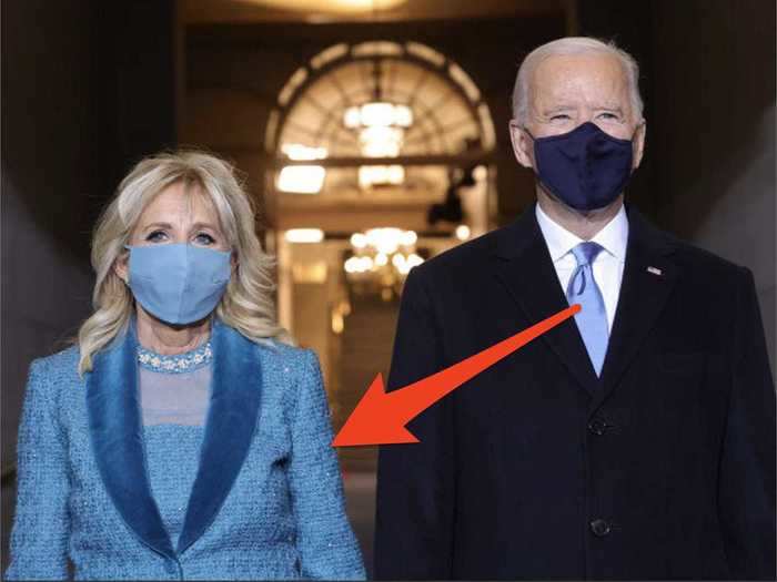 The Bidens seem to be wearing the same shade of blue in different ways.