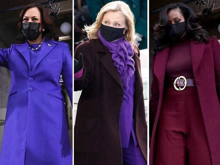 Kamala Harris, Hillary Clinton, and Michelle Obama all wore purple, likely as a sign of bipartisanship