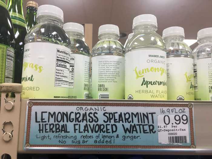 This organic lemongrass-spearmint herbal-flavored water is light and refreshing.