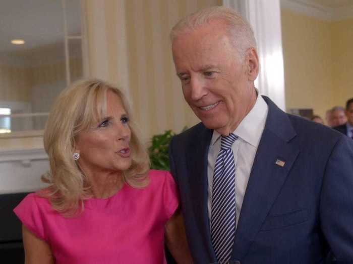 Future first lady Jill Biden also appeared alongside her husband.