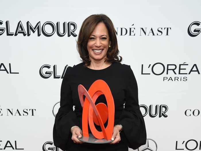 Harris made an appearance at the 2018 Glamour Women Of The Year Awards wearing a black knee-length dress with statement sleeves.