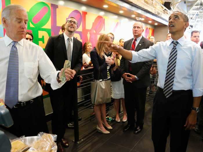 Biden offered to buy Obama lunch at a sandwich shop near Washington, DC, in 2013.