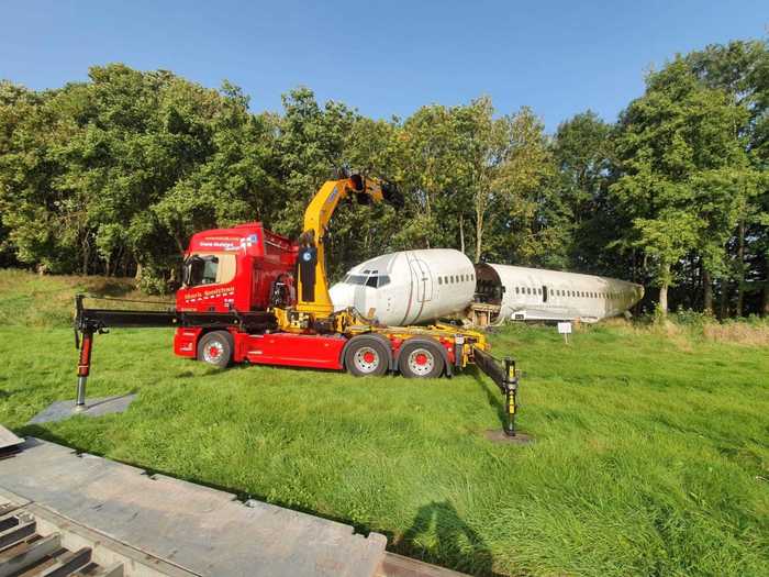 To transport the plane in October, Jones hired a specialty company that was able to lift the aircraft onto a wide-load trailer using a crane.